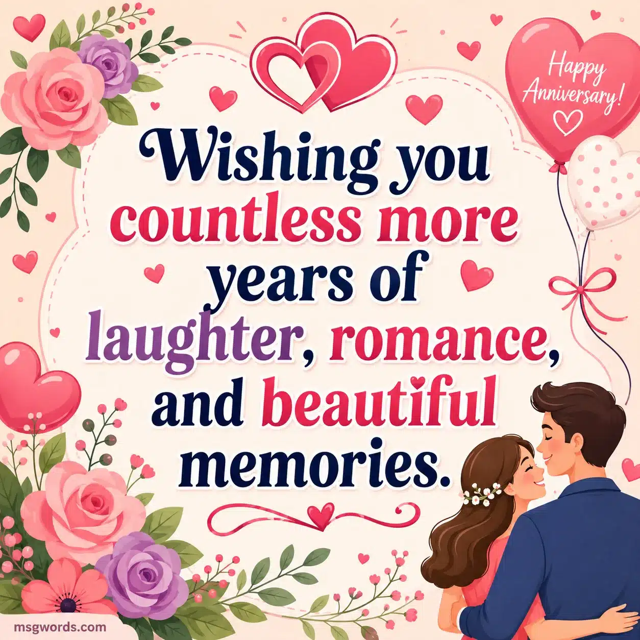 Sweet anniversary wishes filled with love happiness and beautiful memories