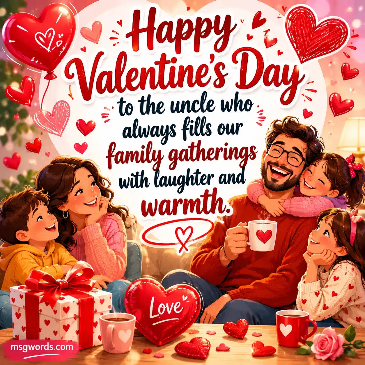 Happy Valentine's Day to the uncle who always fills our family gatherings with laughter and warmth
