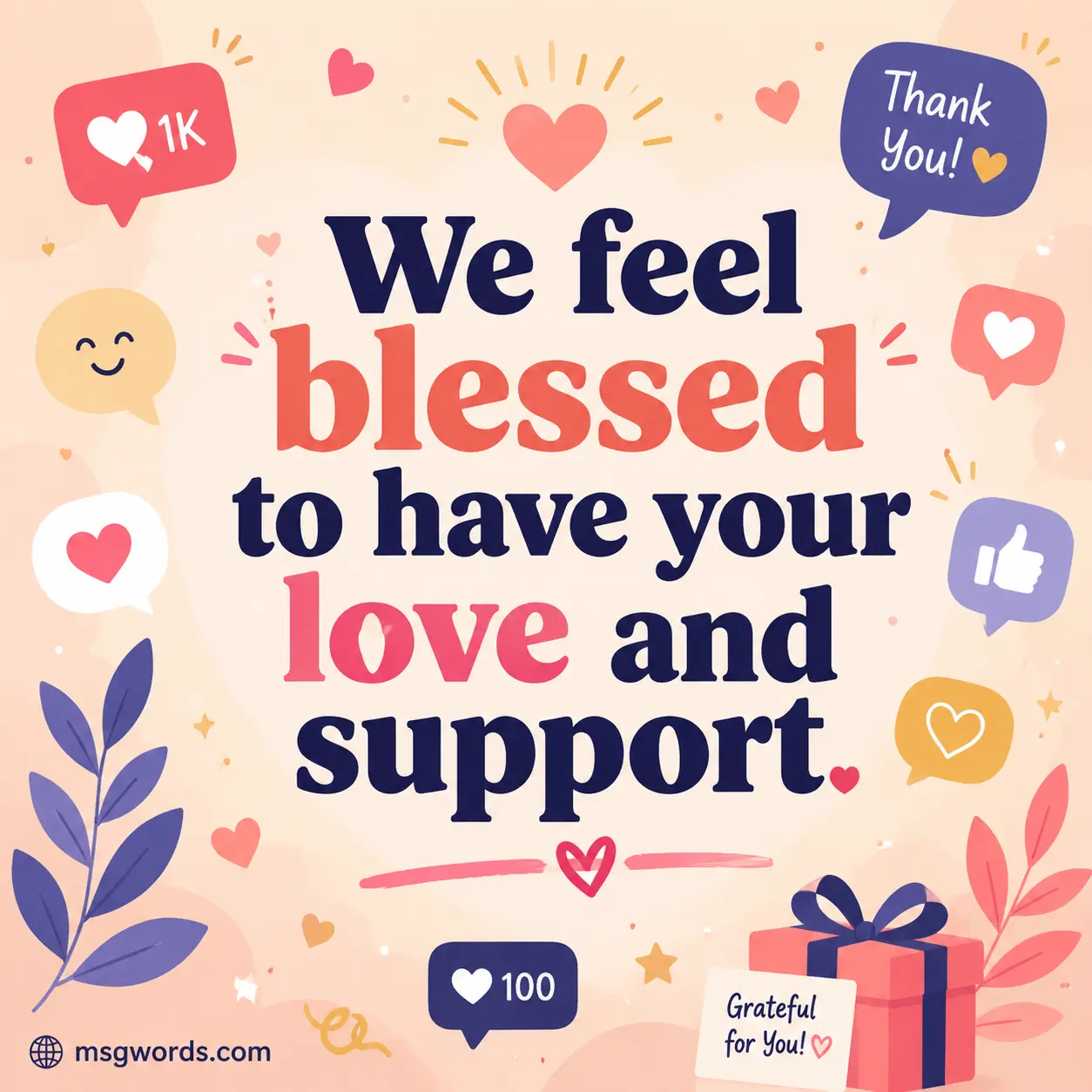 Warm social media thank you message illustration