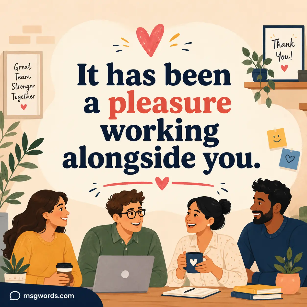 Professional appreciation message for a colleague