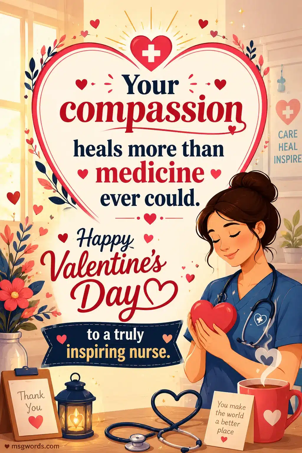 Your compassion heals more than medicine ever could Happy Valentine's Day to a truly inspiring nurse