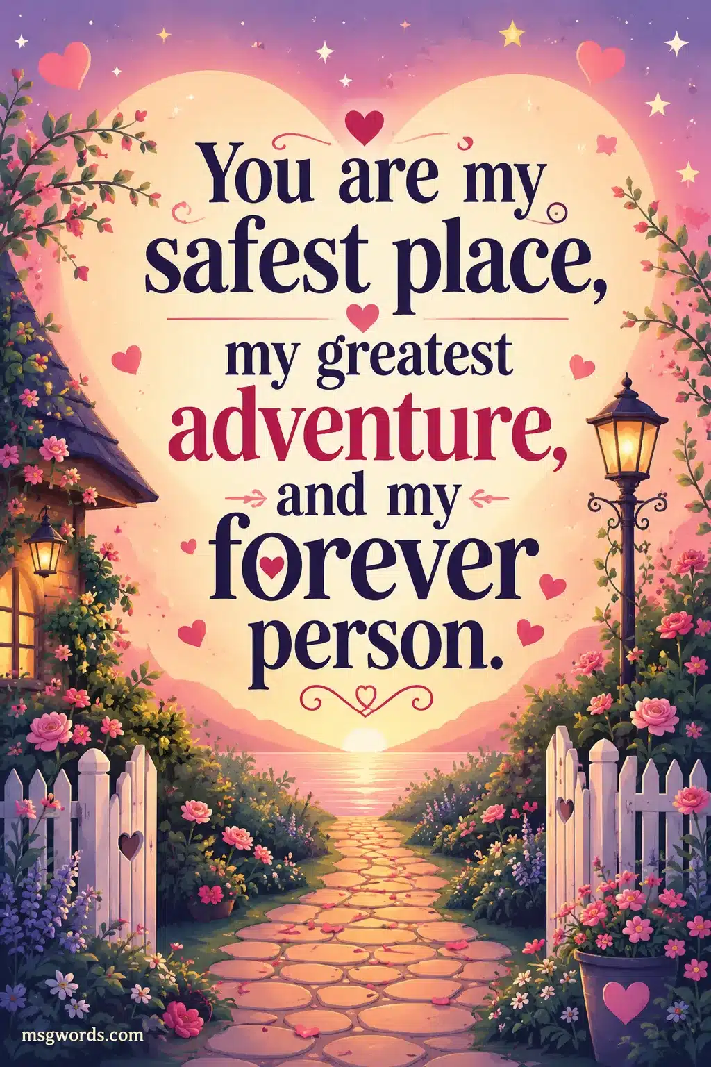 You are my safest place my greatest adventure and my forever person