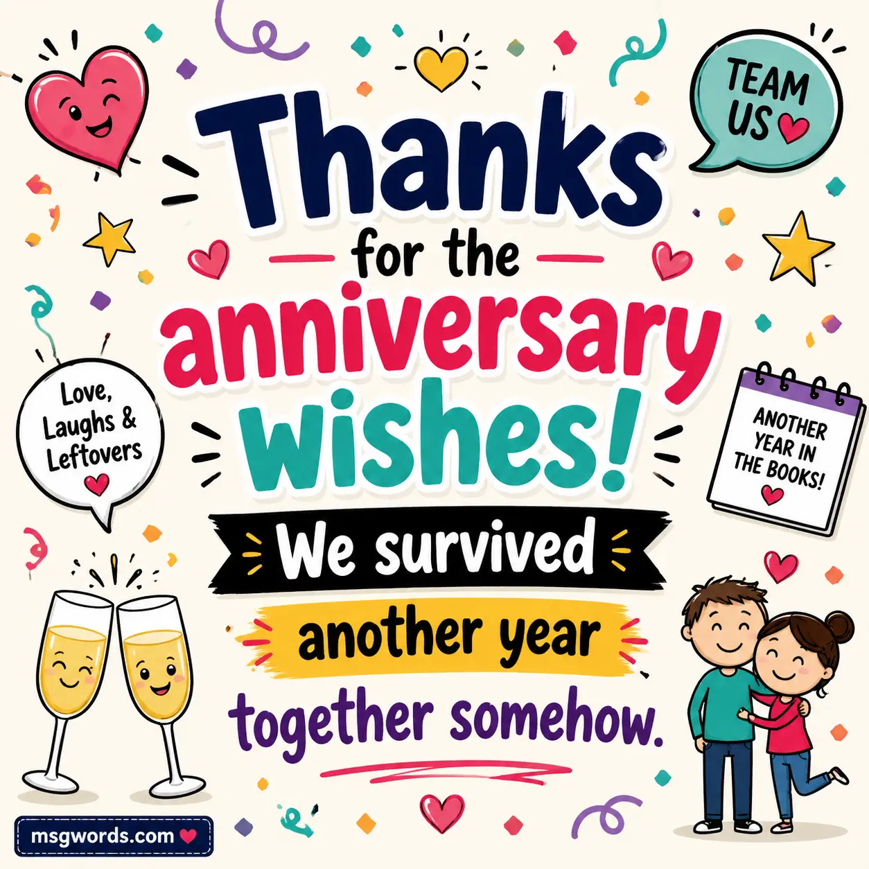 Funny anniversary message illustration
