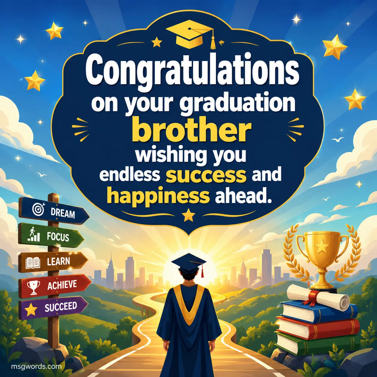 Congratulations on your graduation brother wishing you endless success and happiness ahead