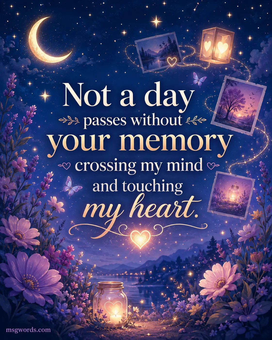 Not a day passes without your memory crossing my mind and touching my heart