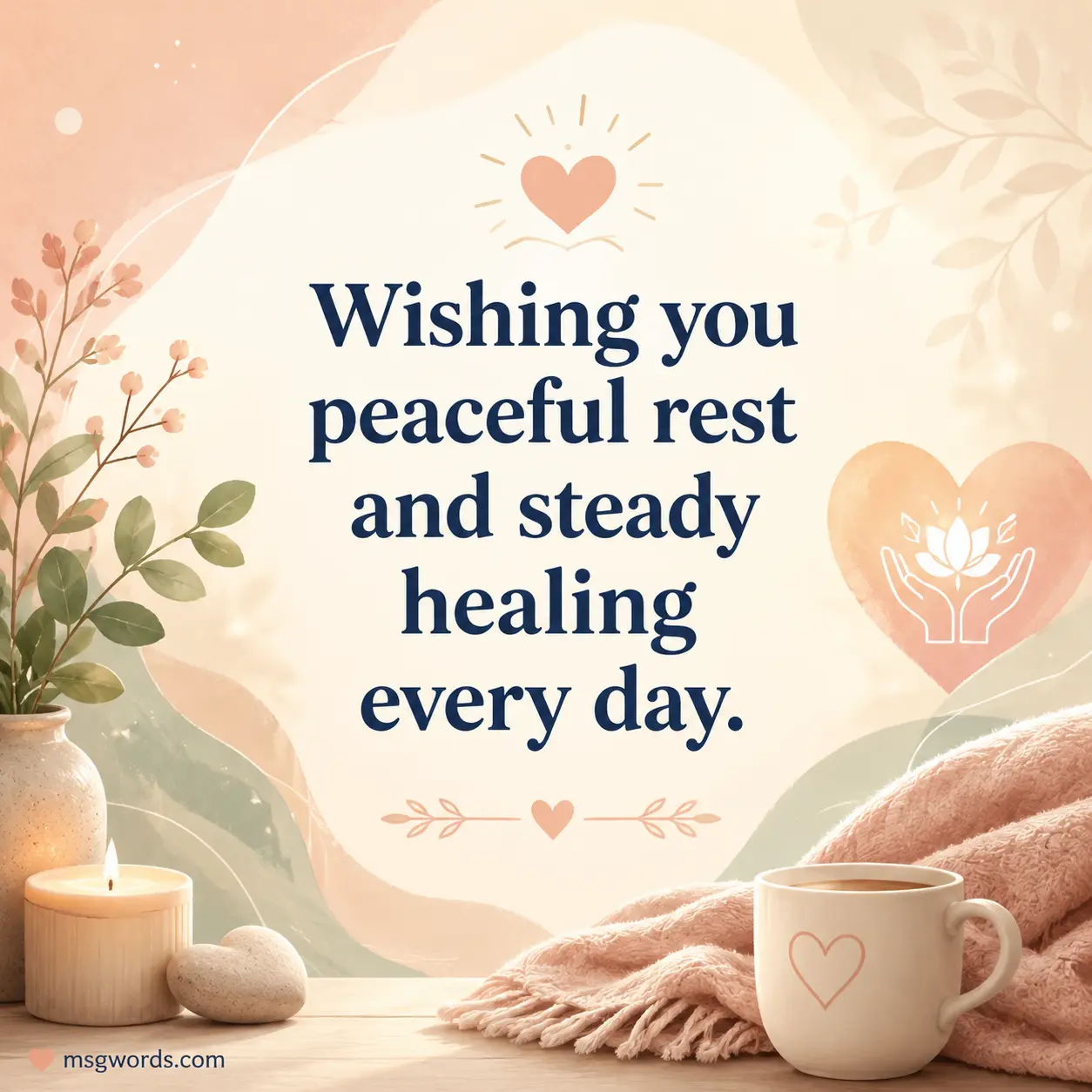 Sweet get well soon message wishing peaceful recovery