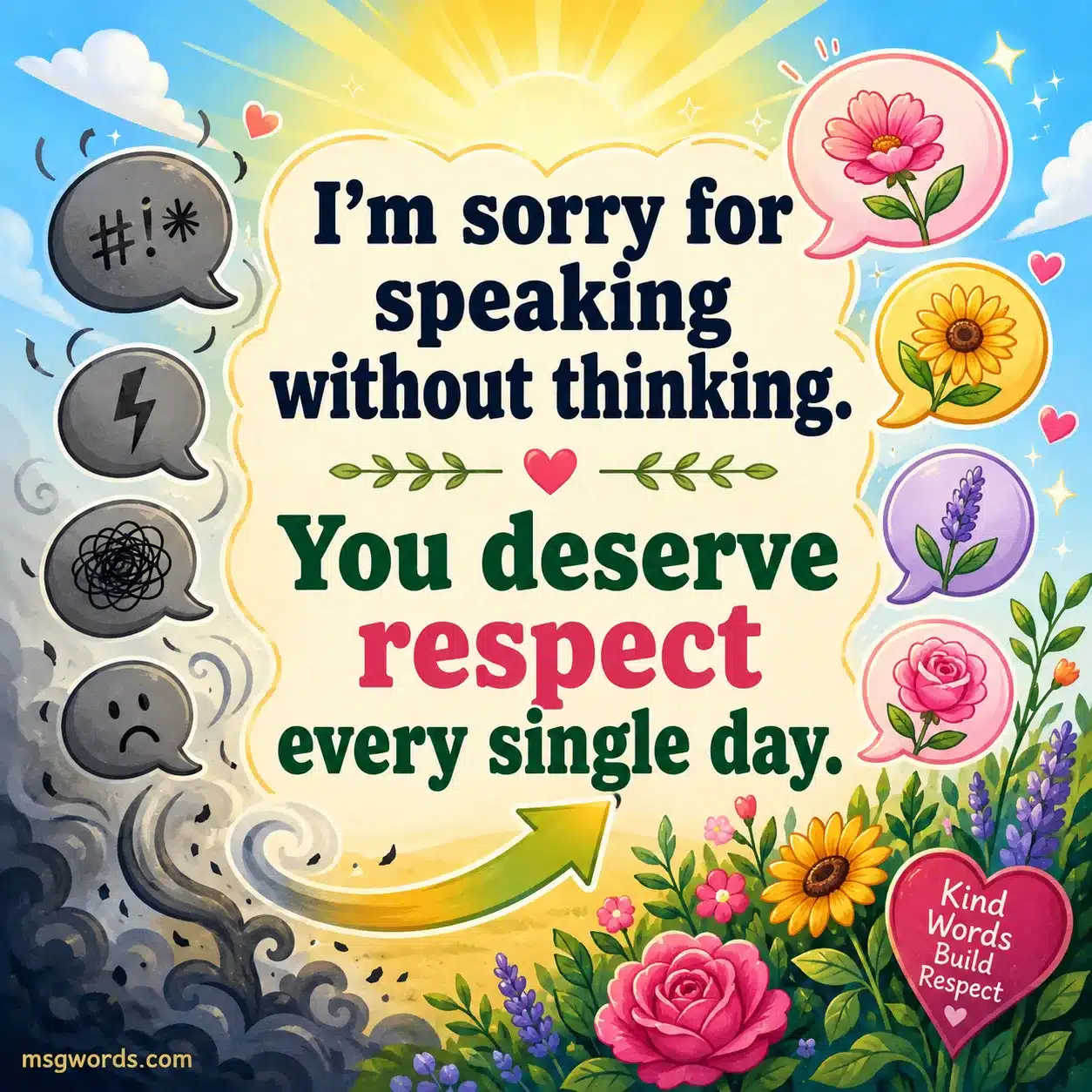 I'm sorry for speaking without thinking. You deserve respect every single day.