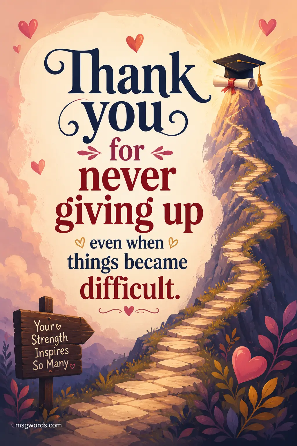 Thank you for never giving up even when things became difficult
