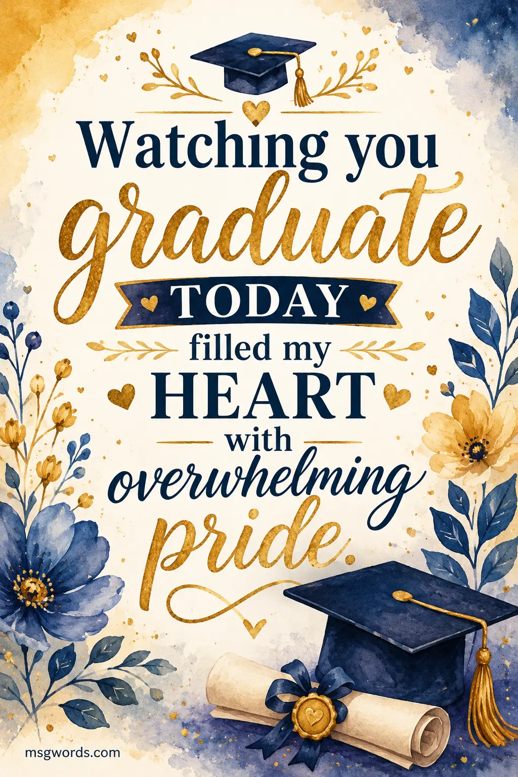 Watching you graduate today filled my heart with overwhelming pride