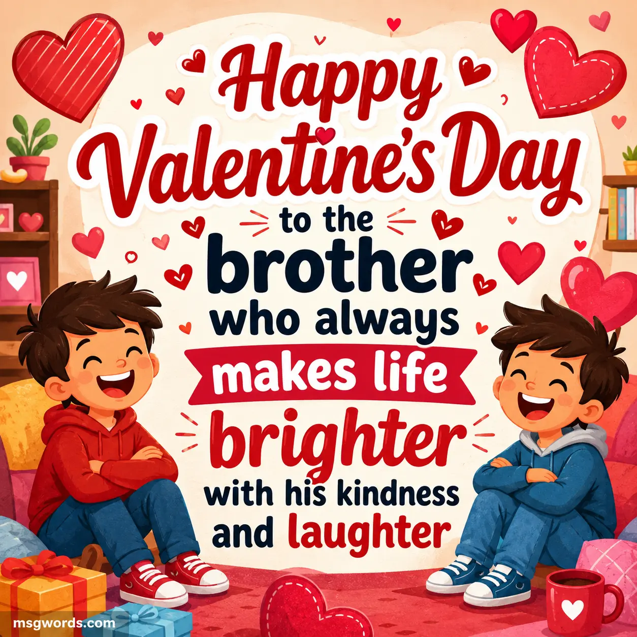 Happy Valentine's Day to the brother who always makes life brighter with his kindness and laughter