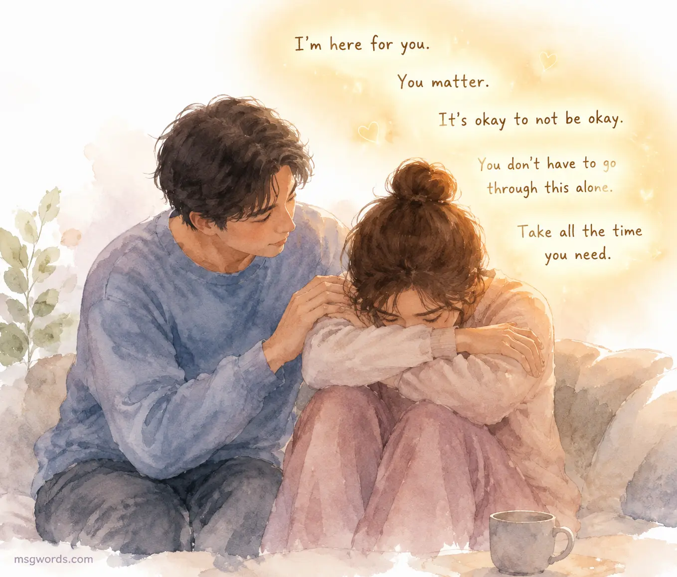 Gentle illustration of emotional comfort and reassurance in marriage
