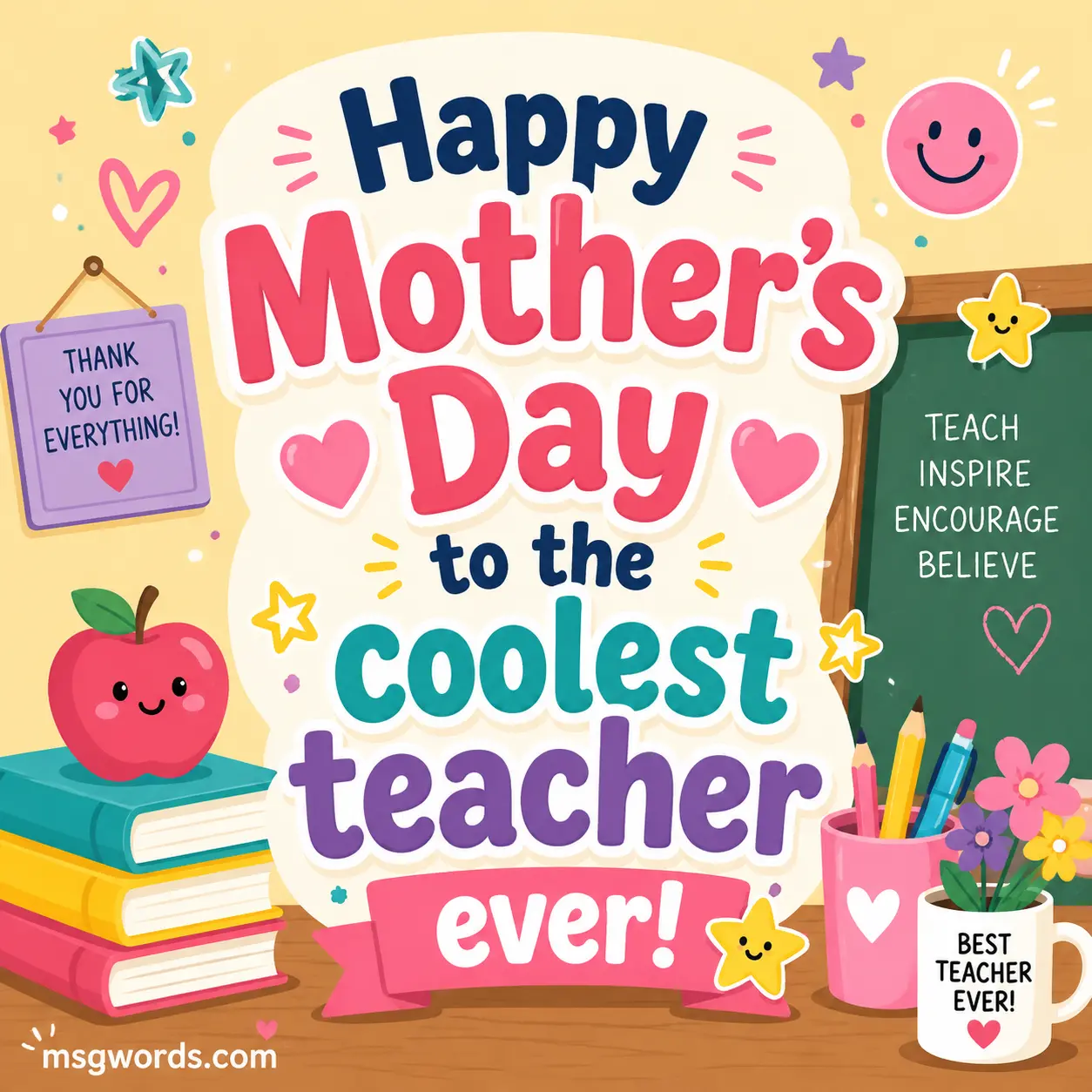 Cute Mother's Day message for teacher