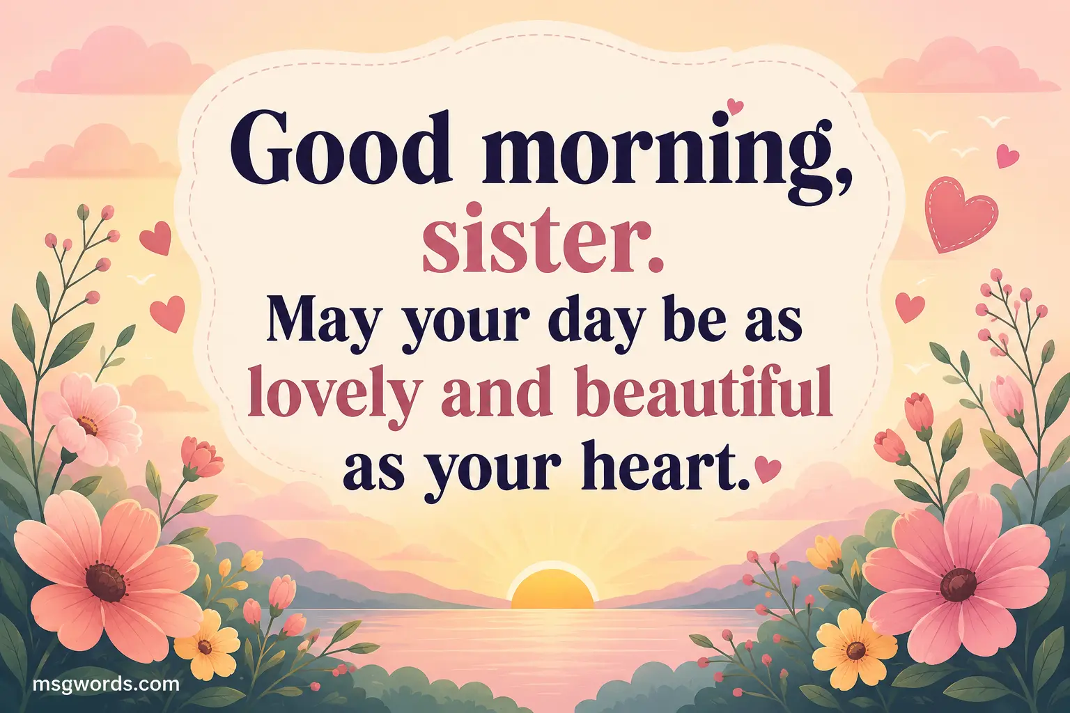 Good morning, sister. May your day be as lovely and beautiful as your heart.
