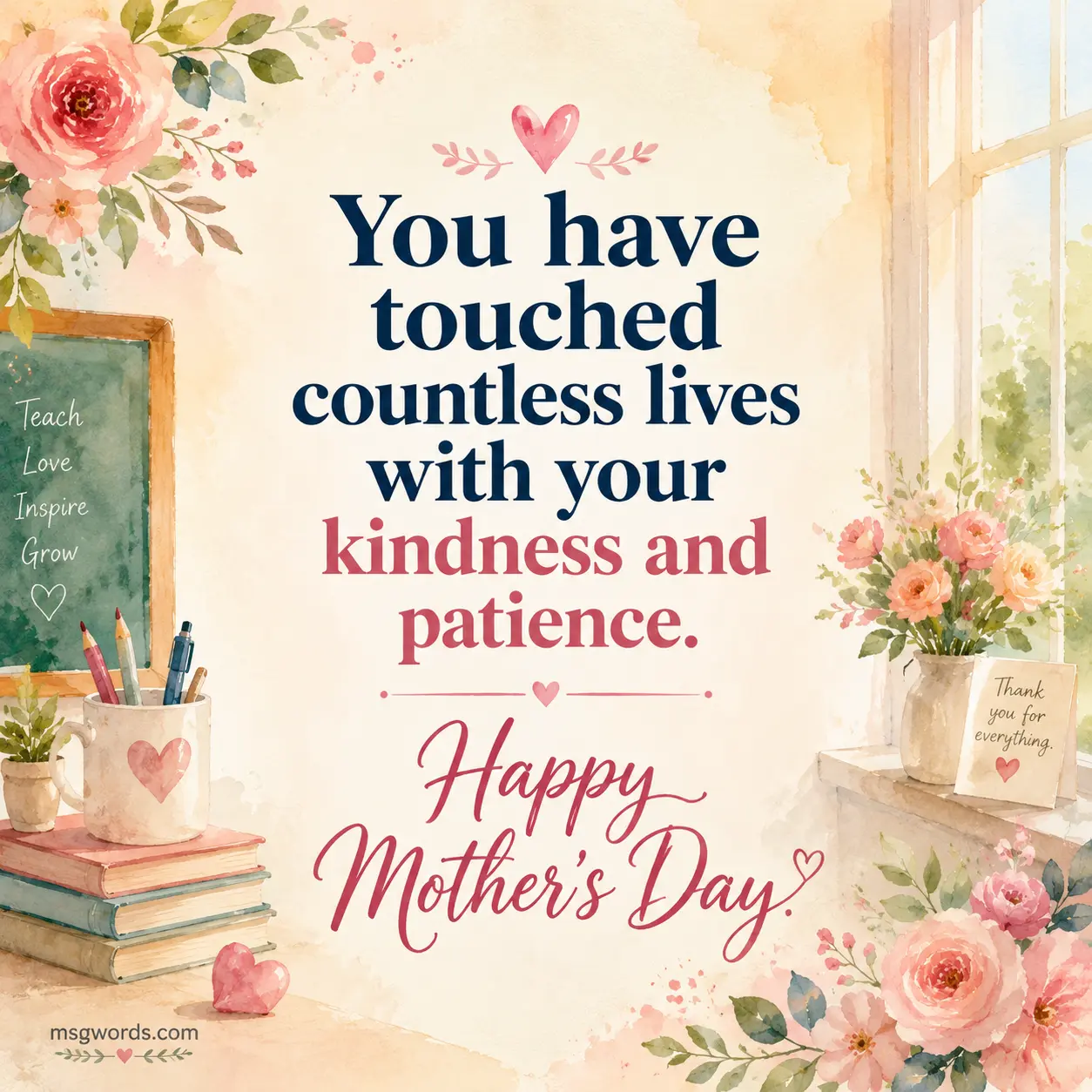 Heartfelt Mother's Day message for teacher