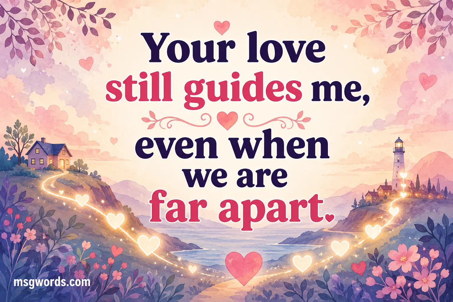 Your love still guides me, even when we are far apart.