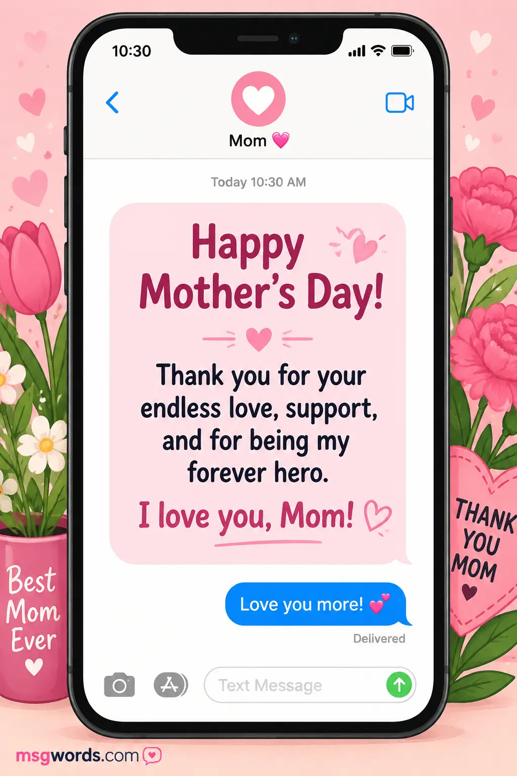 SMS and quick Mother's Day greetings for clients