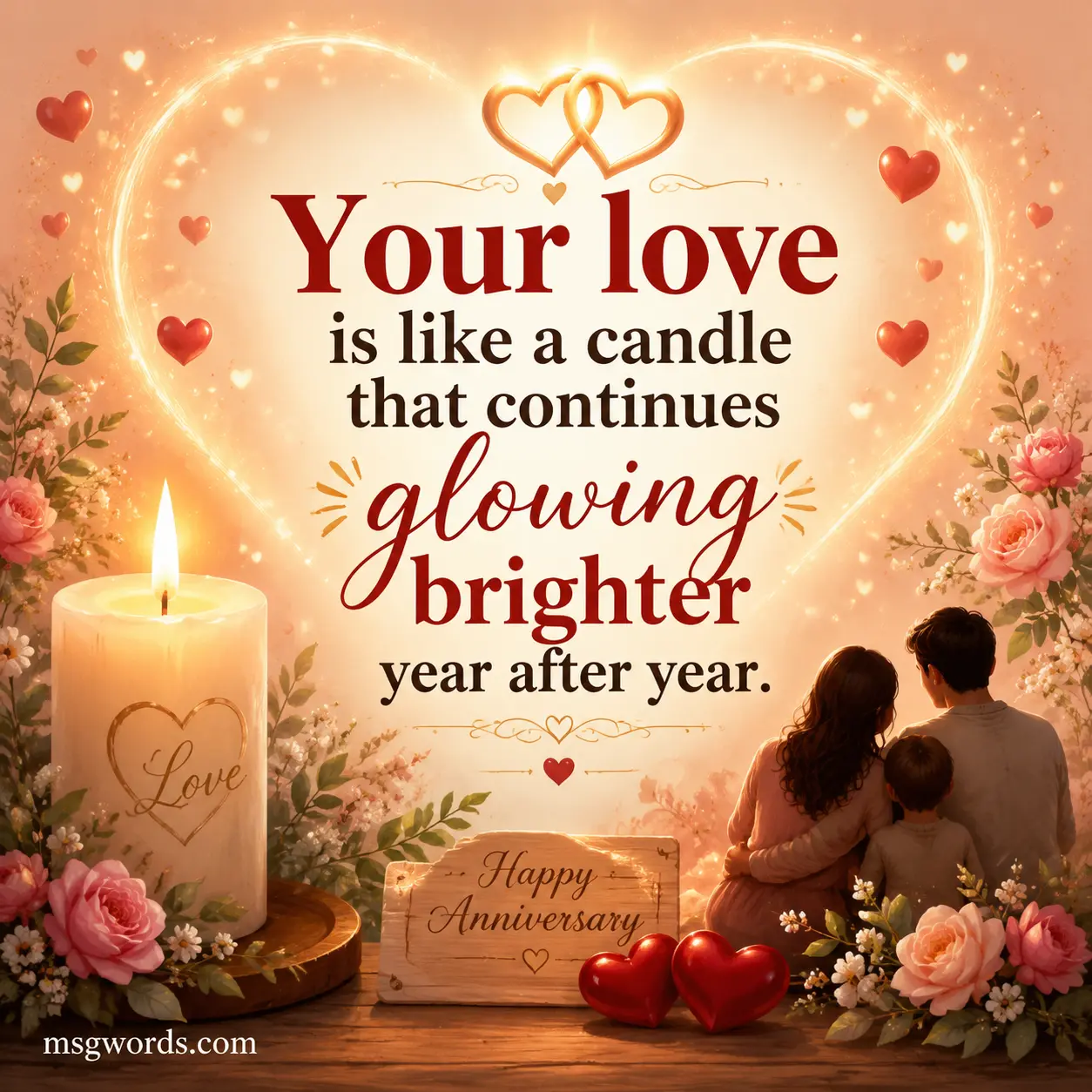 Sweet romantic anniversary wishes family message