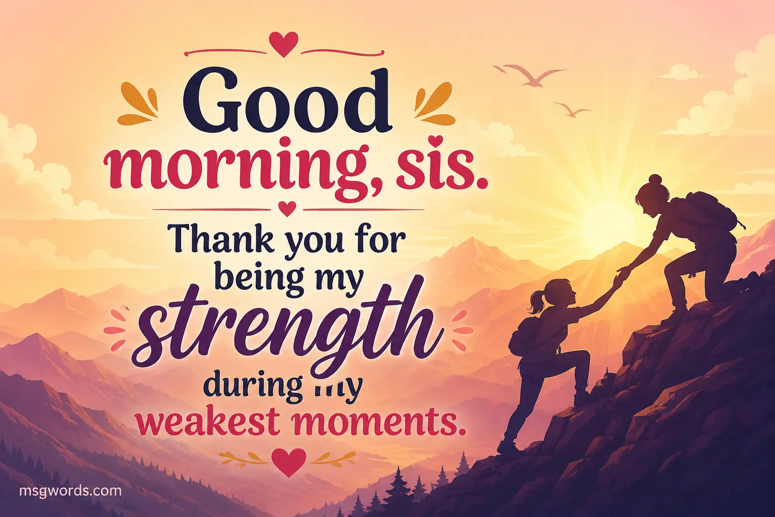 Good morning, sis. Thank you for being my strength during my weakest moments.